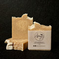 3 brown rectanglar bars of handmade soap